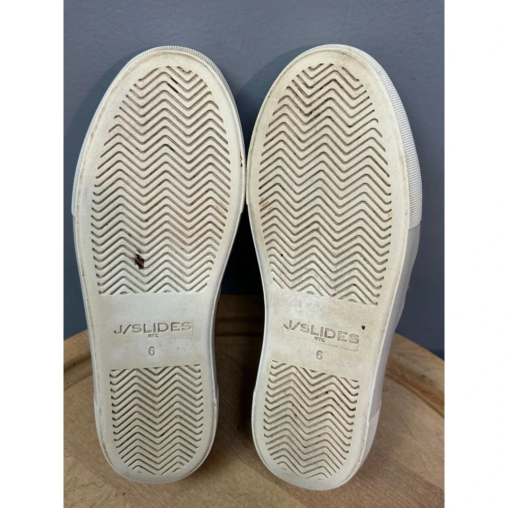 J/Slides NYC Sneakers Womens 6 Brown Suede Tassel‎ Slip On Whipstitch Platform